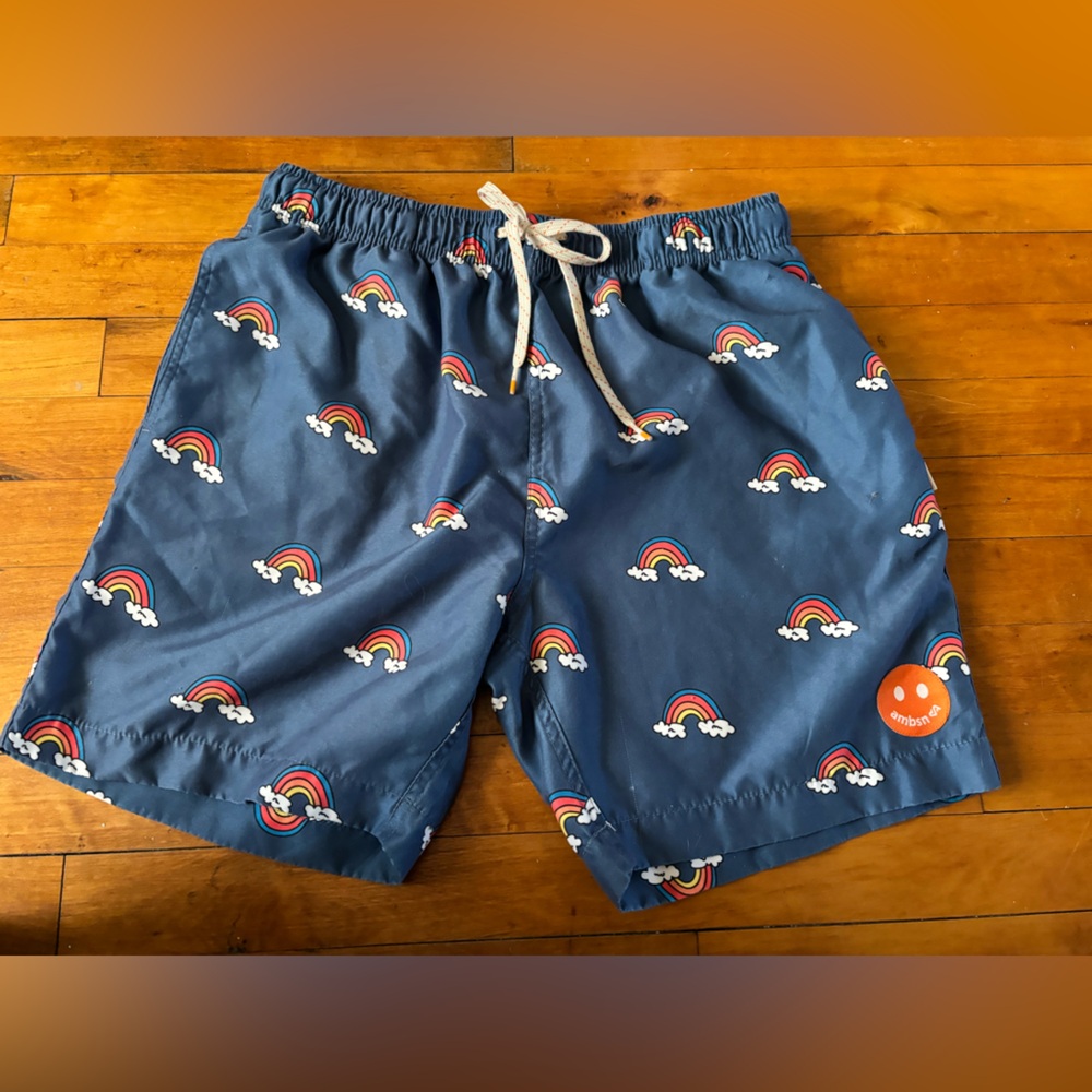 Ambsn Swim Trunks Size L Rainbow Pattern